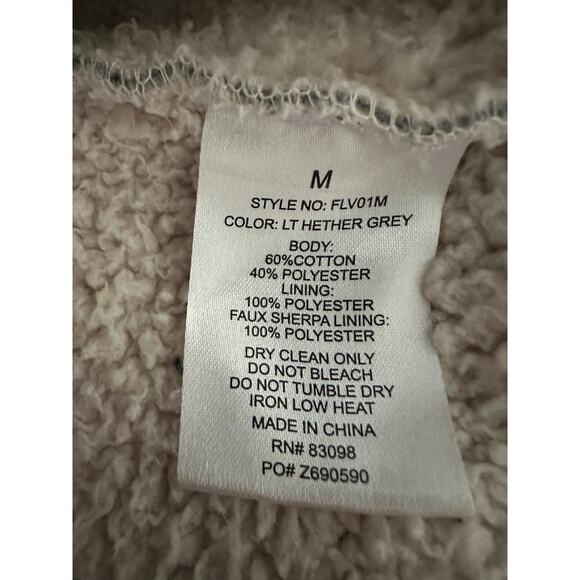 Cavalini Women's Size Medium Grey Sherpa Open Front Western Cardigan Sweater - Picture 6 of 6